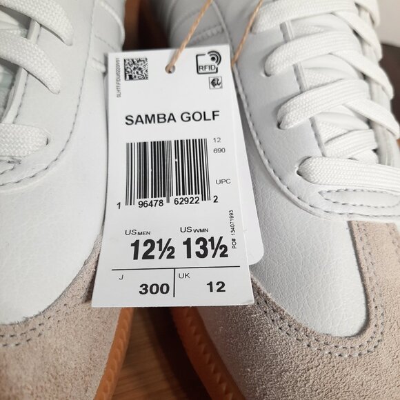 Adidas Samba Mens 12.5 Shoes Crystal White Suede Gum Spikeless Golf Sneakers NEW main image 5